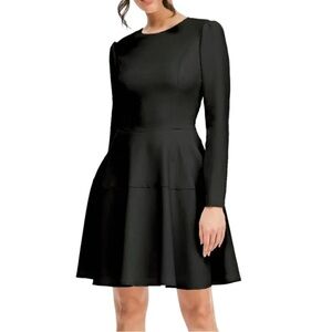 GAL MEETS GLAM Black Celeste Long Sleeve Fit & Flare Chic Dress NWT Size 8